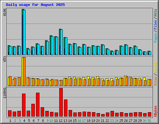 Daily usage for August 2025